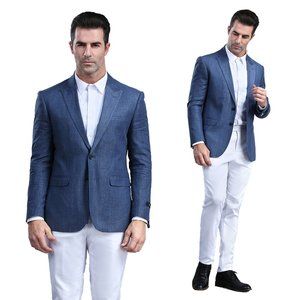 Blue Mens Blazer w/ Peak Lapel by Tazzio